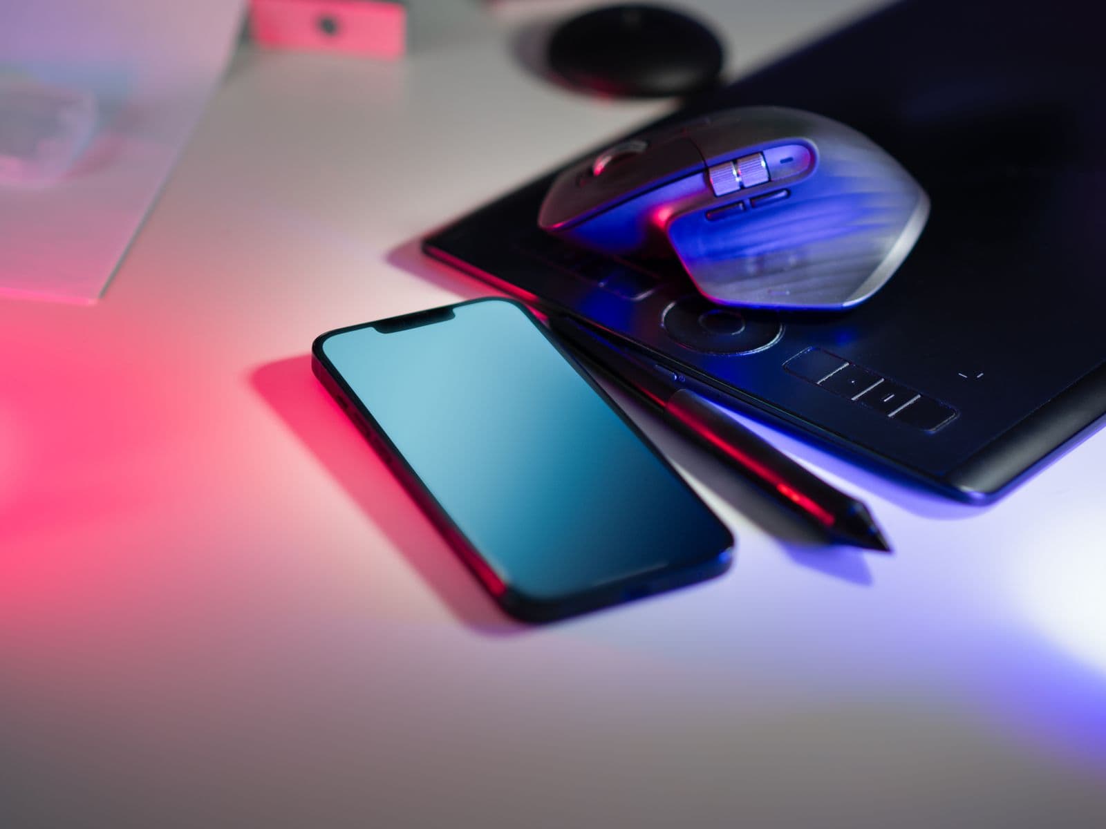 Creative workspace with tablet and smartphone