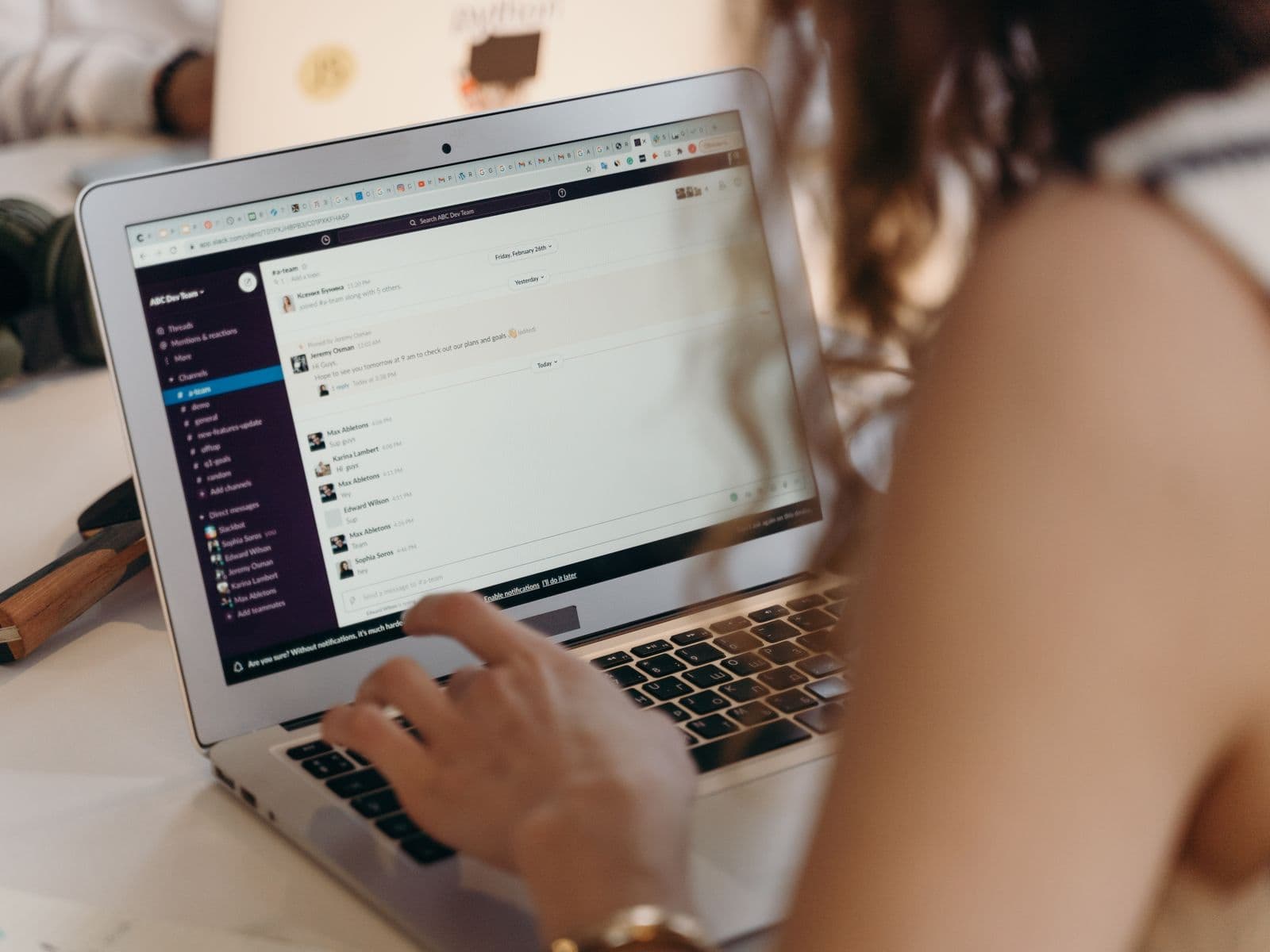 Woman using a laptop